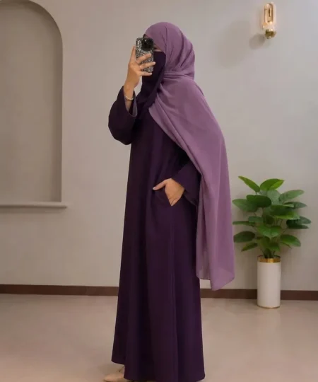 Deep Purple & Mauve Textured Abaya Set