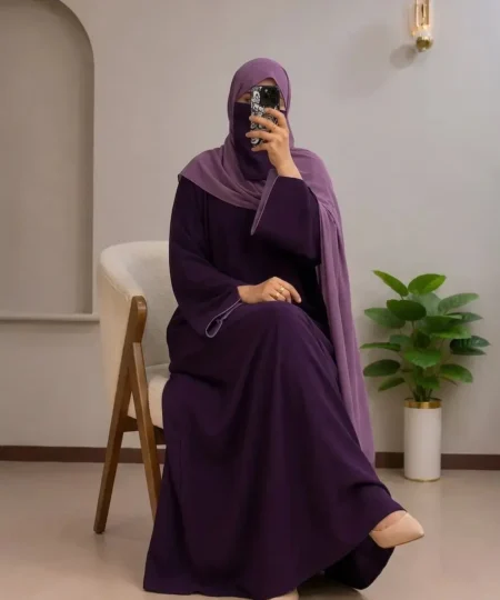Deep Purple & Mauve Textured Abaya Set