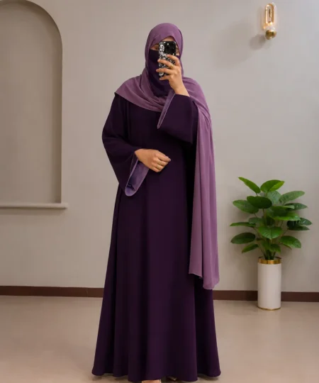 Deep Purple & Mauve Textured Abaya Set