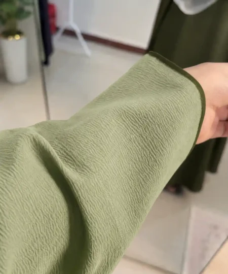 Sage Green & Olive Green Textured Abaya Set
